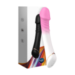 Бело-розовый вибромассажер 20,4см с крупной головкой Silicone Toys USK-V23