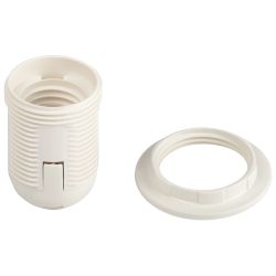 Патрон ЭРА Е27 с кольцом пластик белый без наклейки групповая упаковка 50 шт