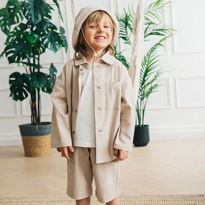 Oversized cotton shirt - Safari