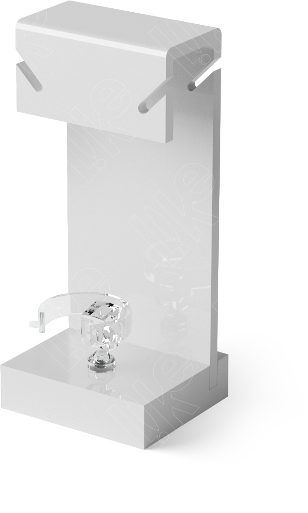 Подставка акриловая для гарнитура/4 прорези/кольцедержатель/ПЭТ карман/Н-90 мм.