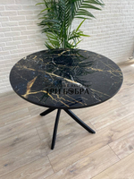 Стол круглый стеклянный "Чёрный мрамор"
