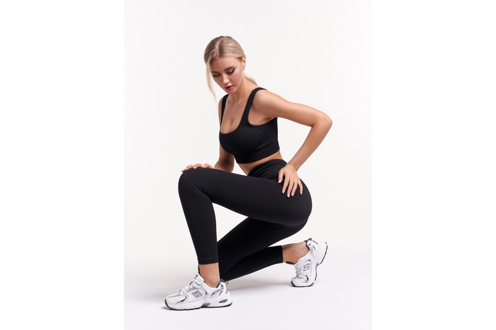 Леггинсы Urbanfit в рубчик, размер M, черный