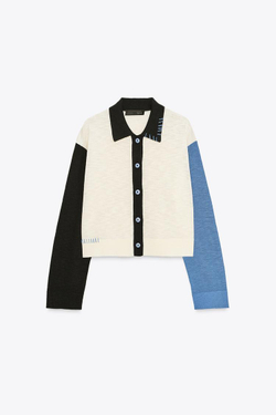 ZARA КАРДИГАН С КОНТРАСТНЫМИ ДЕТАЛЯМИ, РАЗНОЦВЕТНЫЙ