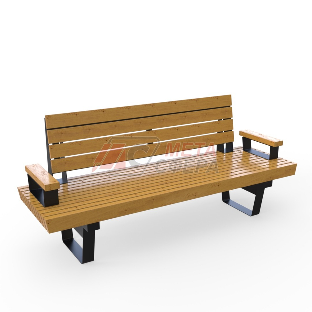 Скамейка Rail Road 02 продольная с подлокотниками