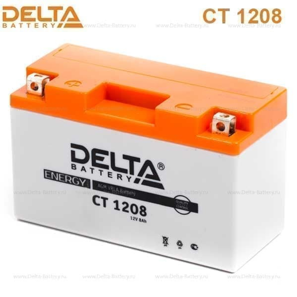 Аккумулятор Delta CT 1208 (12V / 8Ah) [YT7B-BS, YT7B-4, YT9B-BS]