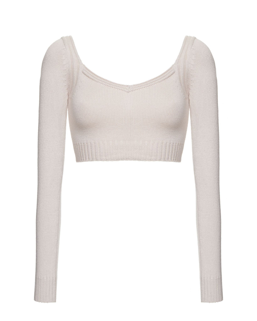 Топ с длинным рукавом из кашемира, пудровый