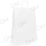 Крафт пакет с кручеными ручками и прямоугольным дном 300*400*150 мм 70 г/м2 белый, 50 шт