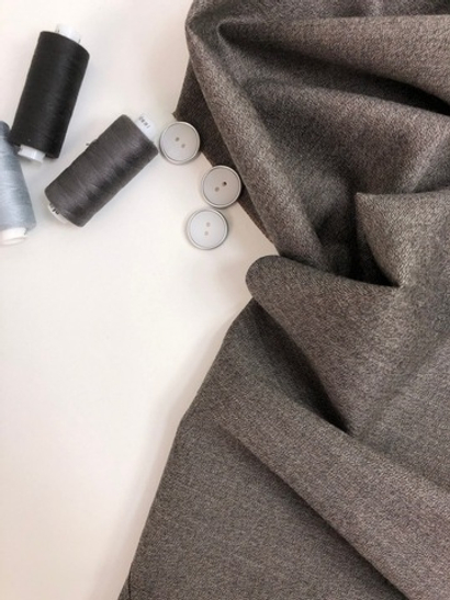 Костюмная шерсть, серо-бежевая, эластан NB019