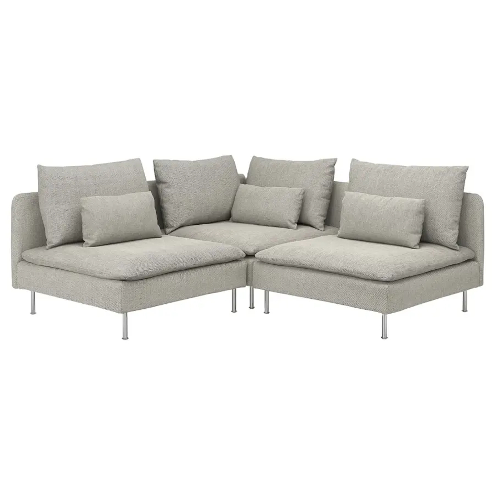 3-местный угловой диван - IKEA SÖDERHAMN/SODERHAMN, 99x192см, серый/светло-серый, СЕДЕРХАМН ИКЕА