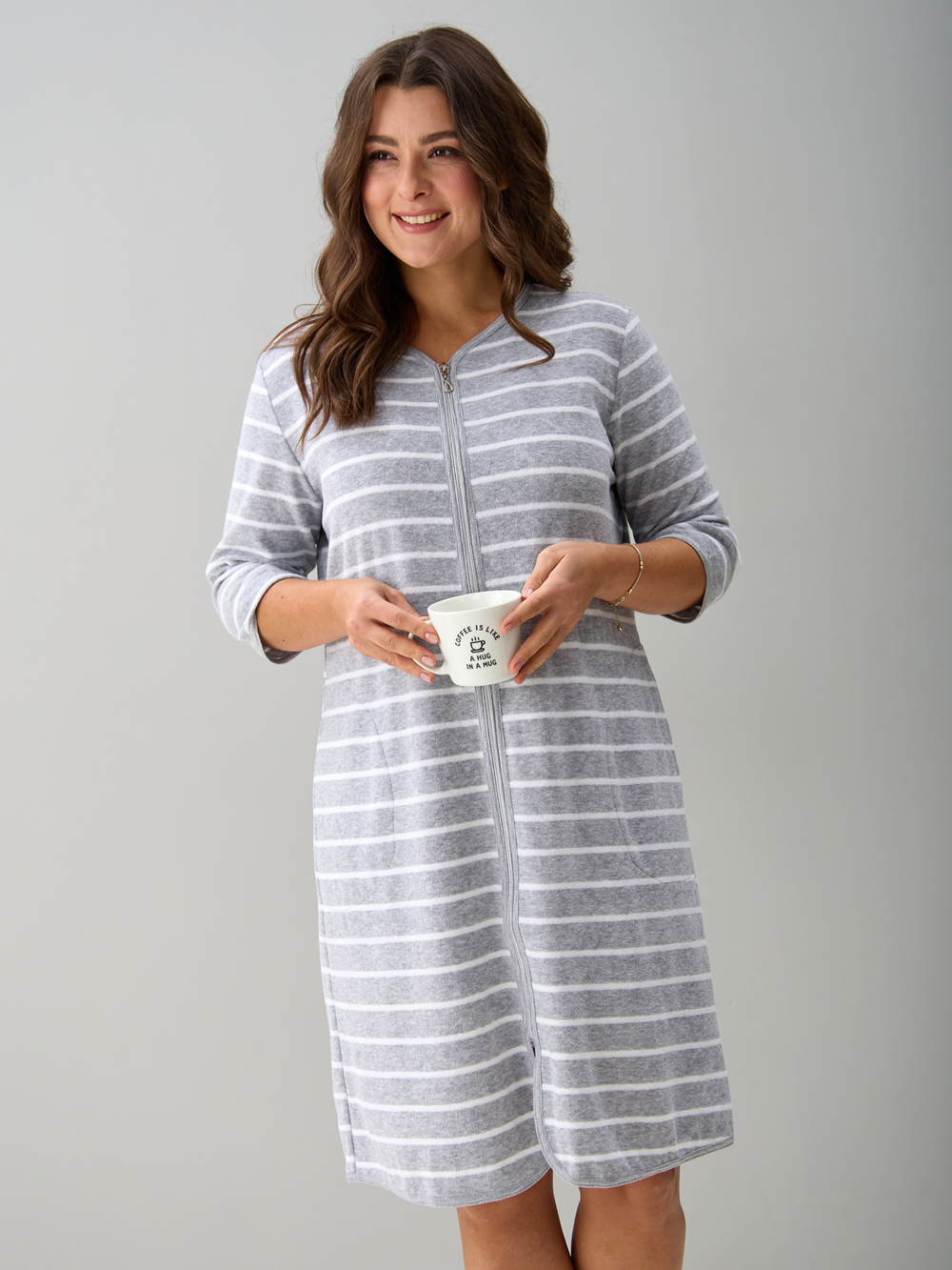 Халат Хм-562/серый-полоса-и