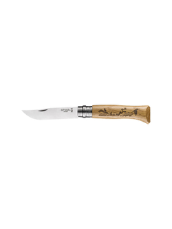 Нож Opinel №8, нержавеющая сталь, рукоять дуб, гравировка заяц, 002333