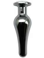 Серебристая анальная пробка с прозрачным кристаллом - 13 см. (Цвет: прозрачный)