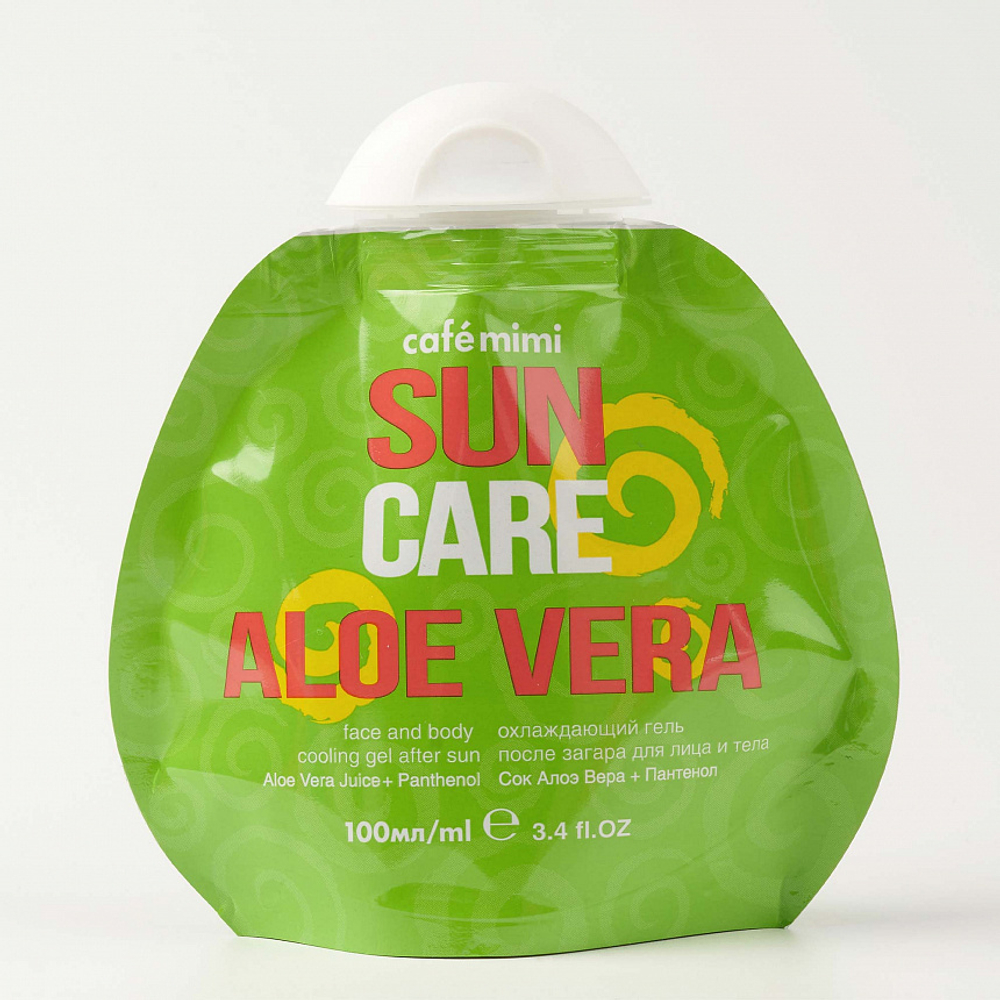 Cafe mimi гель охлаждающий после загара для лица и тела Aloe Vera, 100 мл