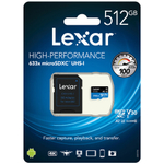 Lexar High-Performance 633x microSDXC 512 ГБ UHS-I W/R 100/45 C10 A1 V30 U3 с адаптером