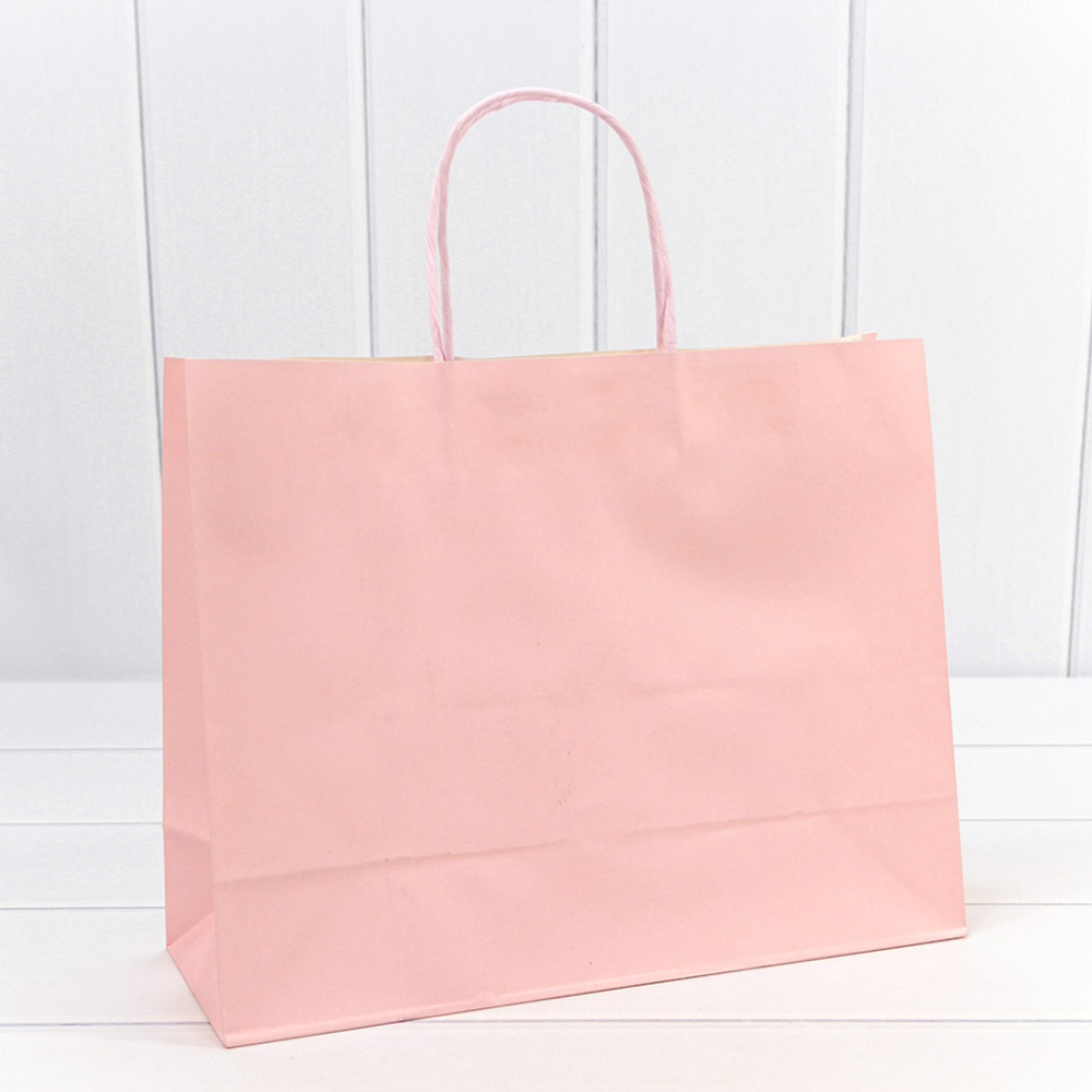 Пакет подарочный 31.5х25х11.5см (Персиковый, Крафт)