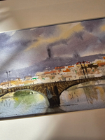 Картина авторская акварельная в раме 20х50 см на стену для интерьера "Вышеград"