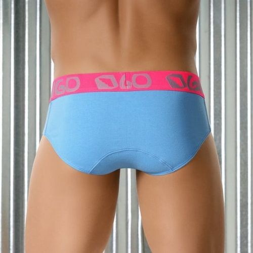 Мужские трусы брифы голубые с розовой резинкой Gigo Traditional Blue Candy