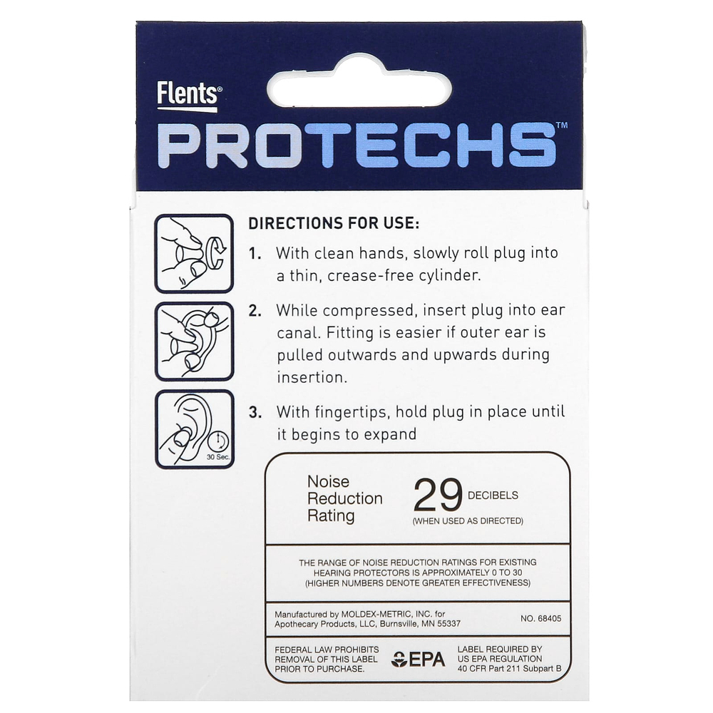 Flents, Protechs, Super Sleep, беруши из поролона, 10 пар в футляре