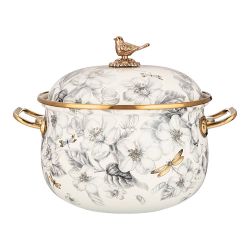 КАСТРЮЛЯ ЭМАЛИРОВАННАЯ AGNESS С КРЫШКОЙ, СЕРИЯ ЯБЛОНЕВЫЙ САД 3,8Л, ДИА.20СМ ПОДХОДИТ ДЛЯ ИНДУК.ПЛ