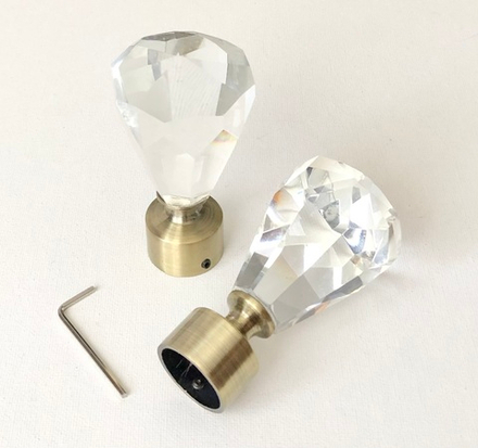 Наконечники кованых карнизов для штор d25 Кристалл, цвет антик