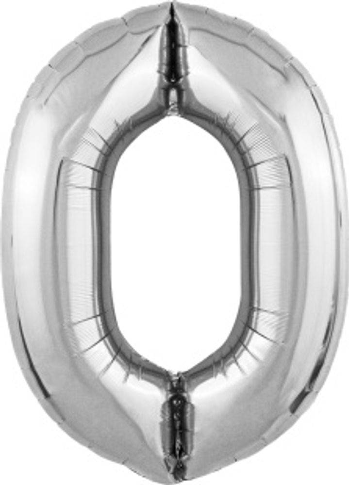 Agura Шар 40" / 102 см "Цифра 0" Серебро Slim (БГ-60)
