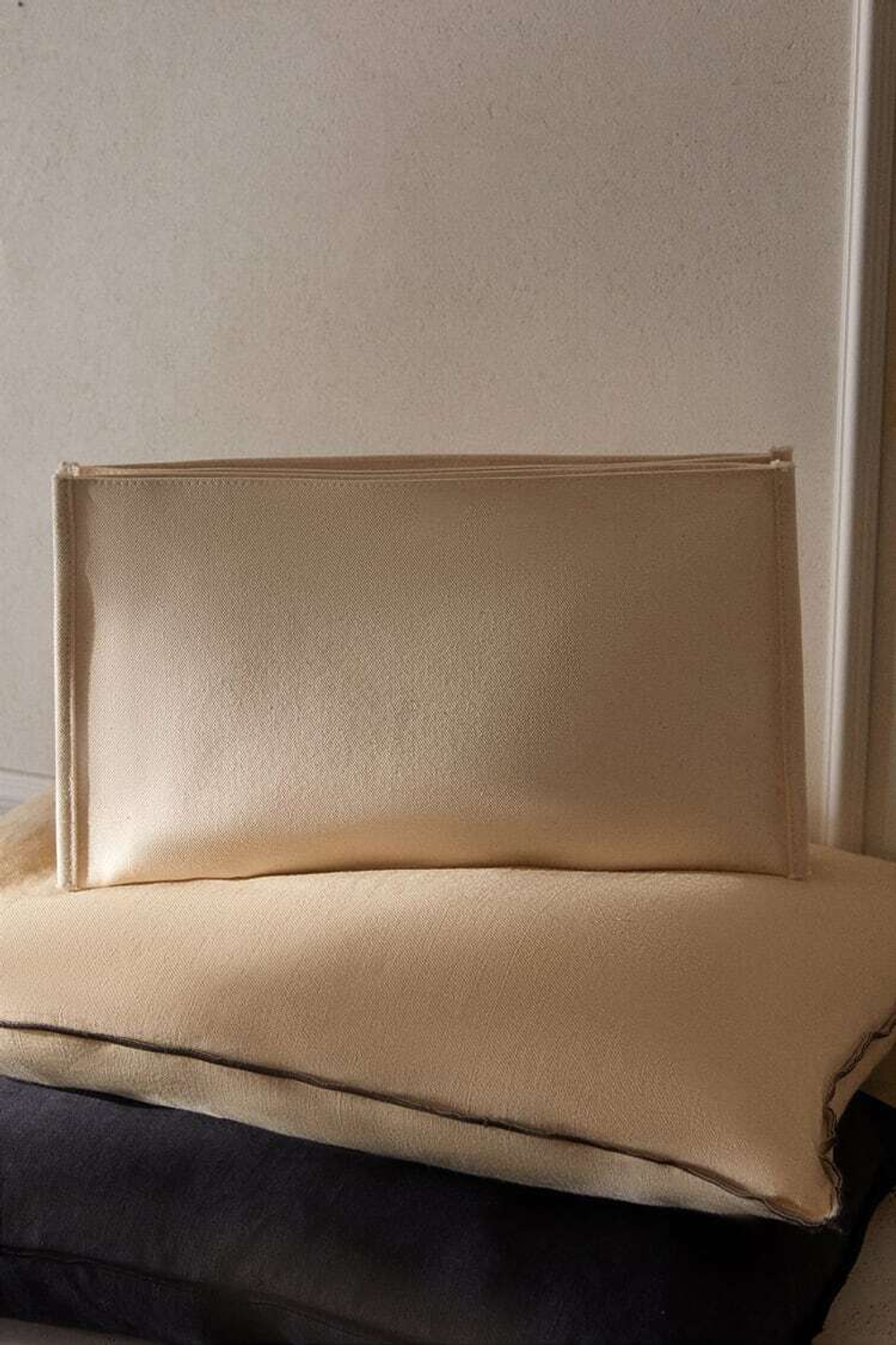 ZARA HOME ХЛОПКОВАЯ ЖЕСТКАЯ СУМКА, СВЕТЛО-БЕЖЕВЫЙ