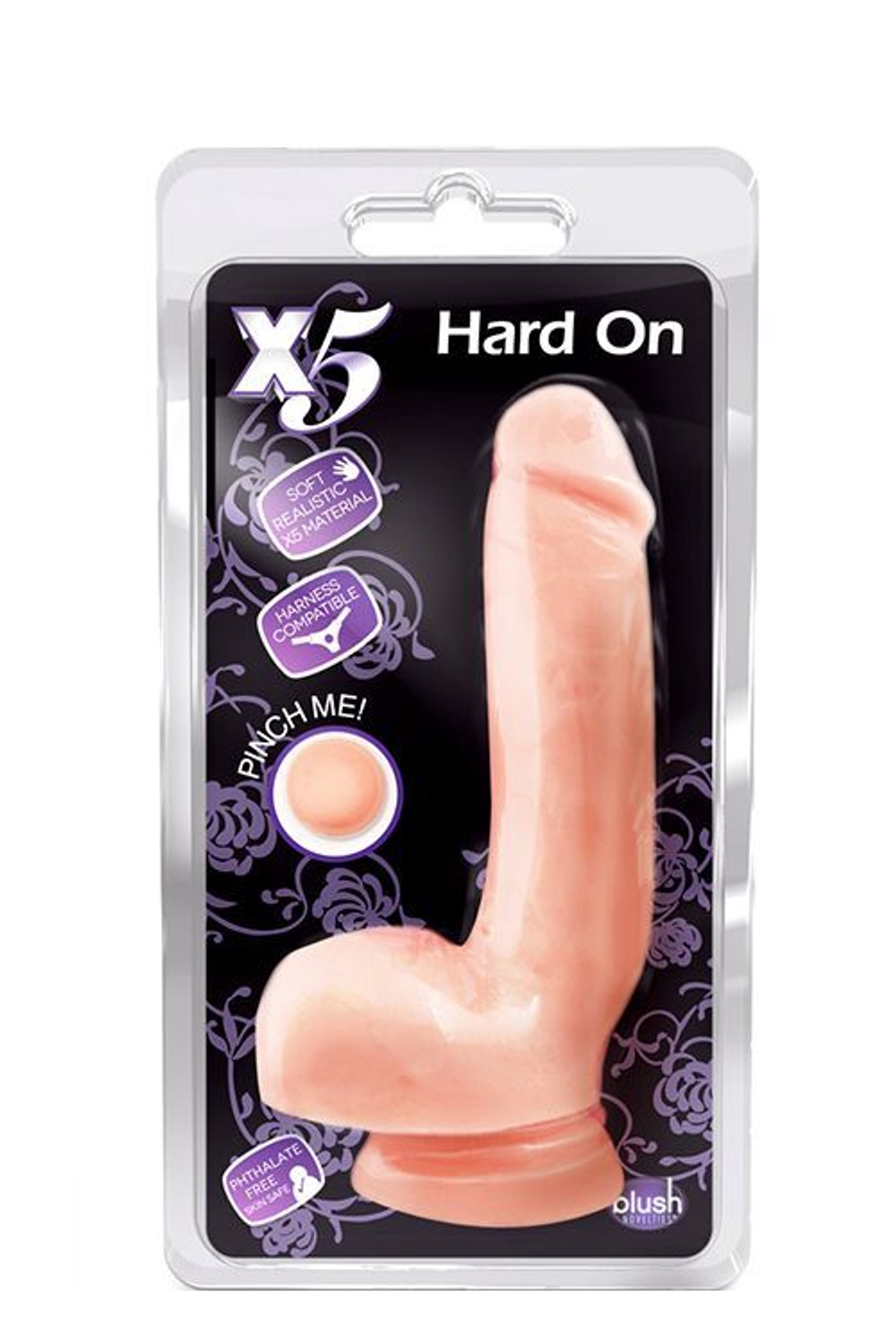 Реалистичный фаллоимитатор с присоской X5 HARD ON BEIGE - 22,2 см. (Цвет: телесный)