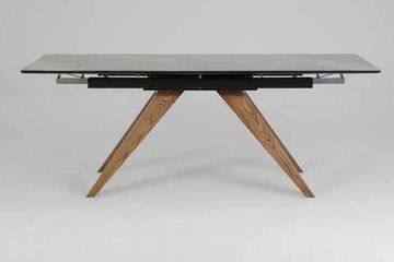 Стол Орландо (дуб/нога светлый дуб с черной патиной/столешница стекло Карелия)