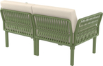 Диван пластиковый двухместный с подушками Siesta Contract Portofino Lounge, зеленый, бежевый