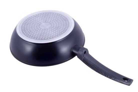 Сотейник 24 см. из кованного алюминия Kamille KM-4134 с антипригарным покрытием PTFE чёрный мрамор