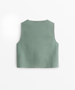 Oysho Топ с завязками из 100% льна, аквамариновый