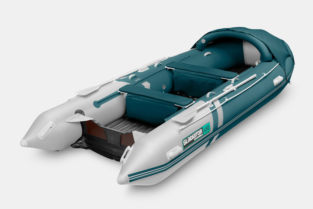 Надувная лодка GLADIATOR E450PRO морской зеленый-белый