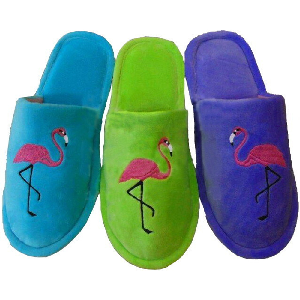 Тапочки домашние женские «Фламинго» верх велюр, подклад флис, р-р 40