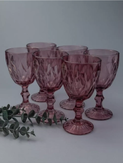 Набор фужеров для вина, 330 мл, 6 шт. Пурпурные