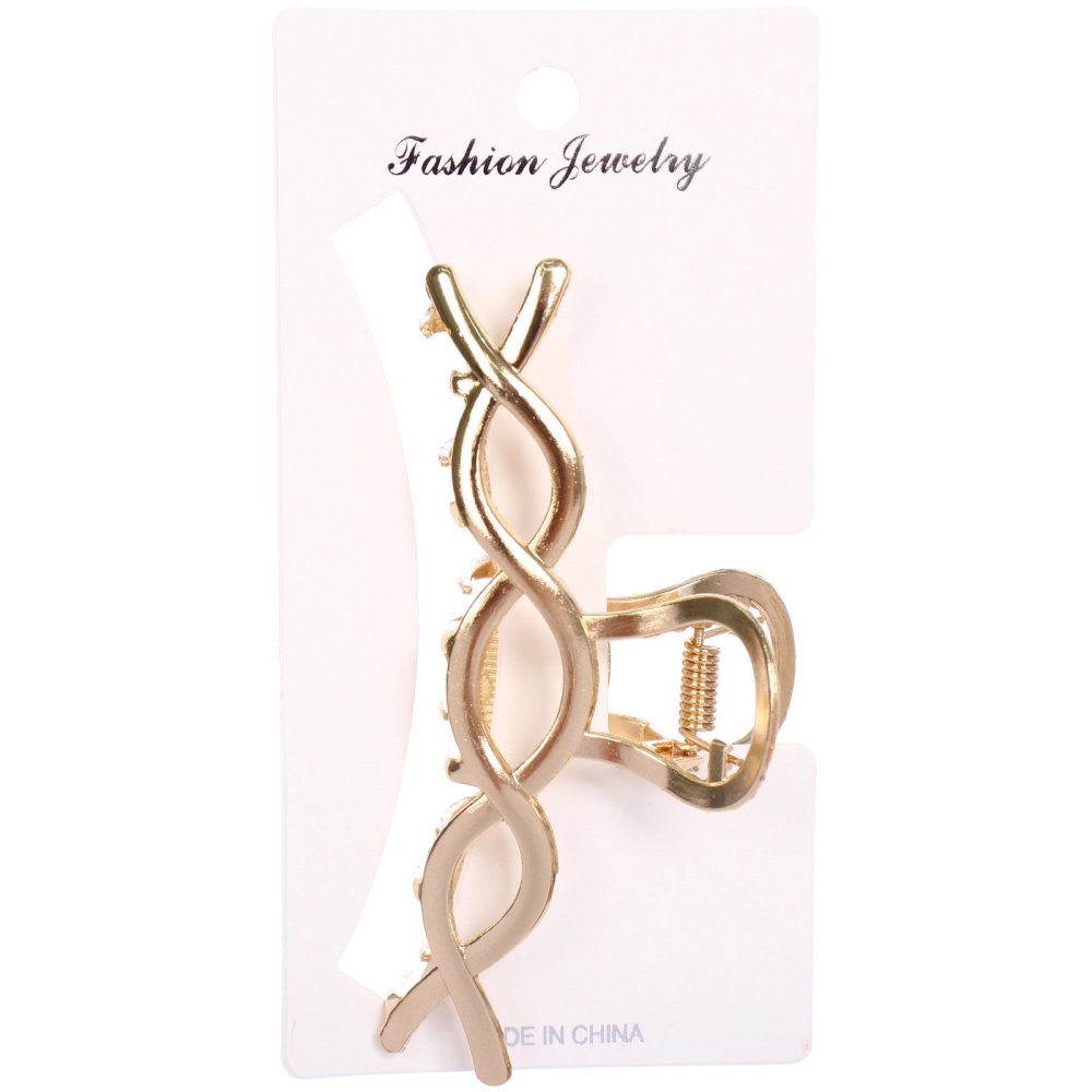 Заколка - краб для волос на блистере «PREMIUM», монако, цвет серебро и золото, 10см