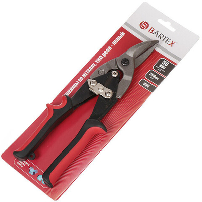 Ножницы по металлу леворежущие, 250 мм, CrV, двухкомпонентная ручка, Bartex, 1219002, шт