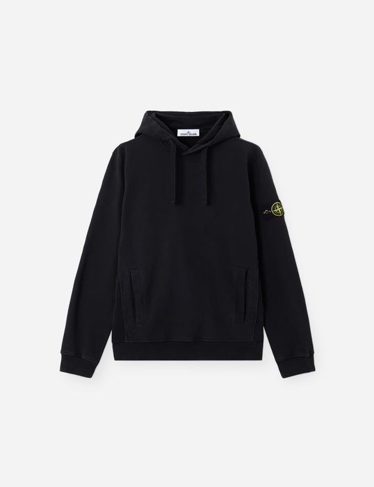 Stone Island Compass Cotton Brushed Jersey Hoodie Black