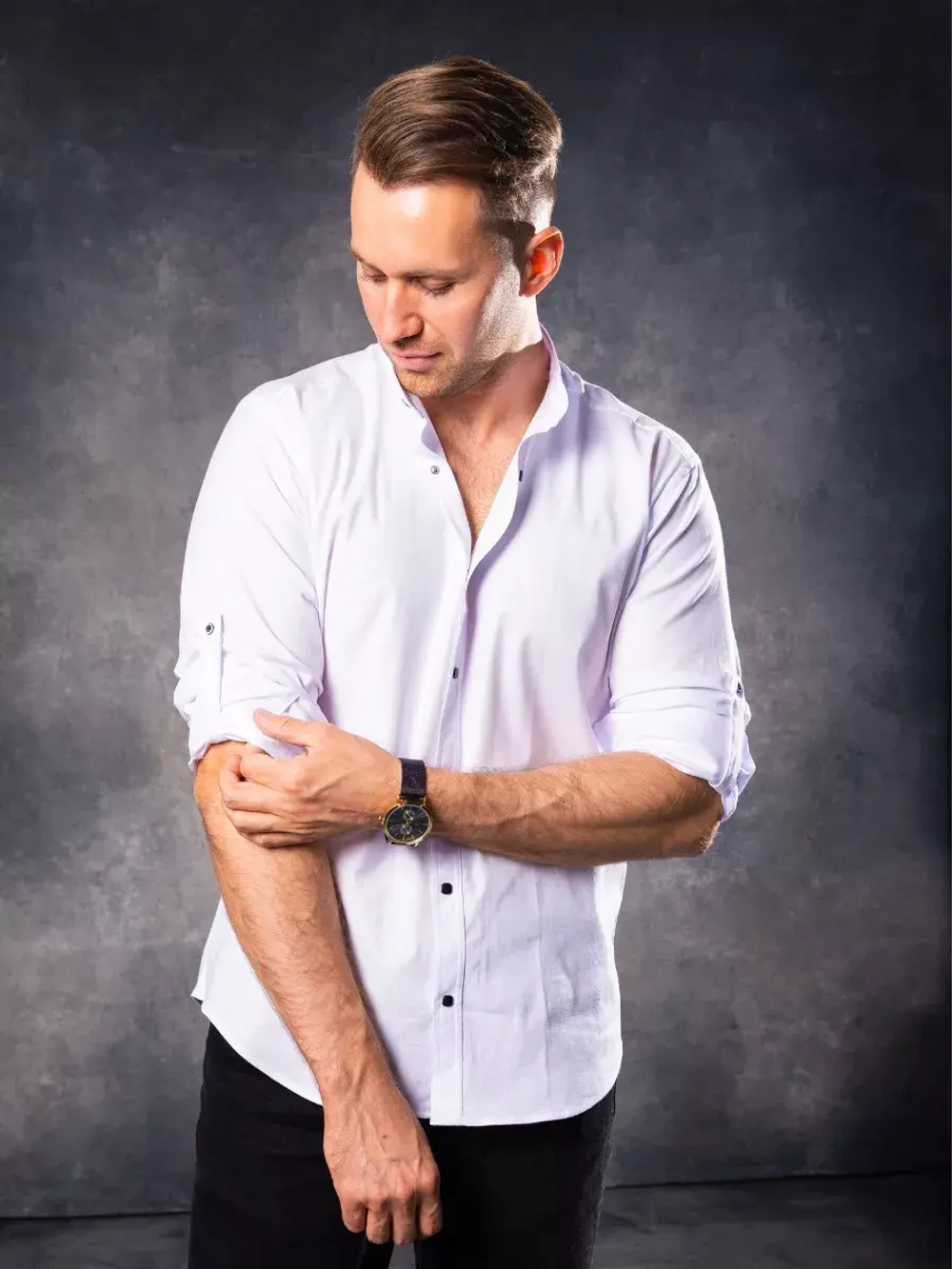Рубашка с длинным рукавом стойка