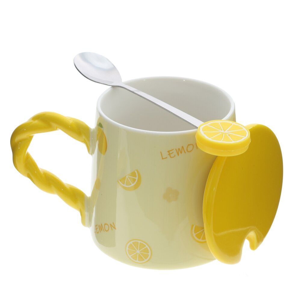 GAEM Кружка с крышкой и ложкой, 320 мл, L13,5 W9 H9,5 см, 4в.