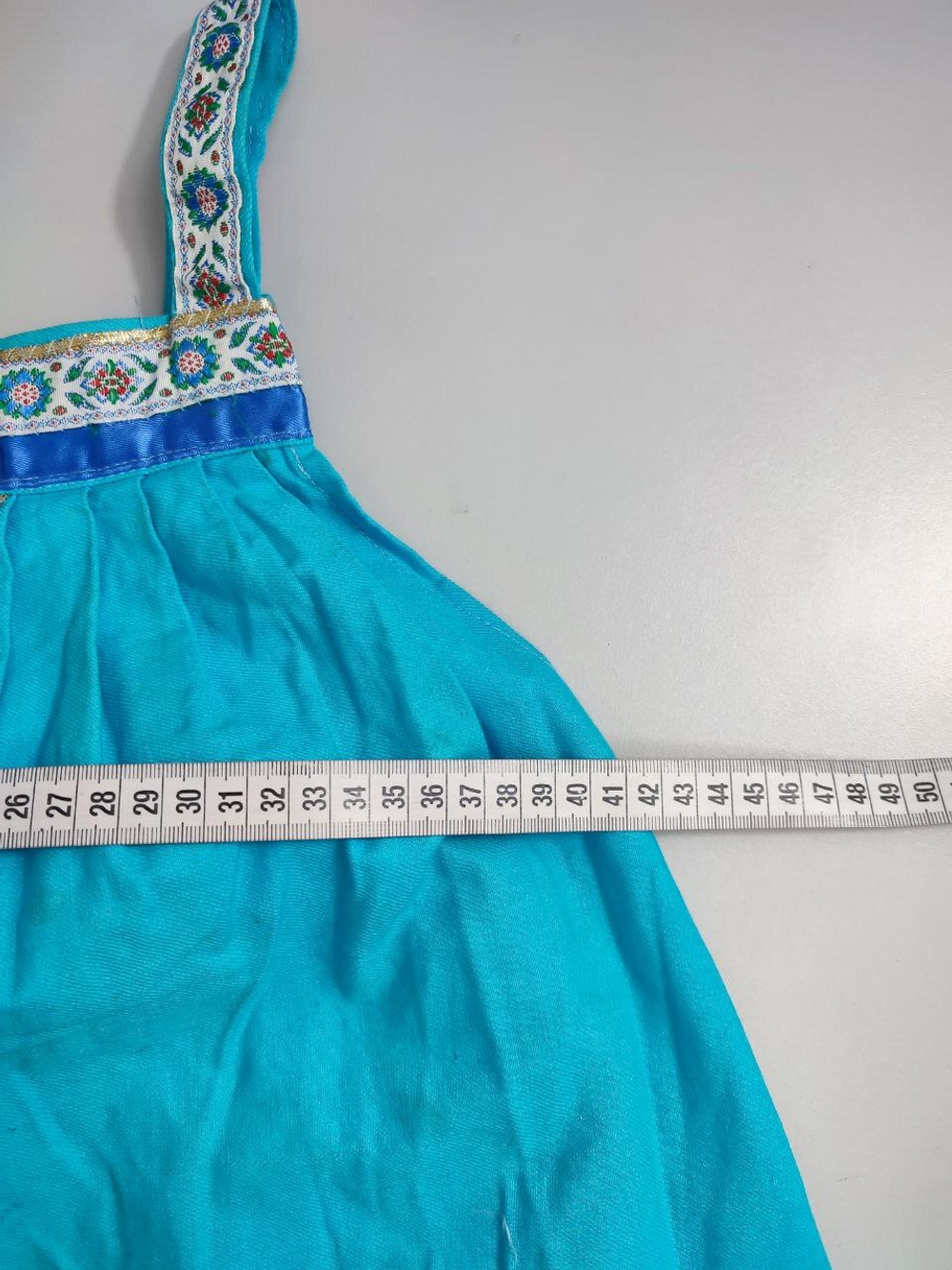 Сарафан "Русский народный" голубой на 12 лет