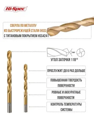 Набор сверл HSS с титановым покрытием 1-10мм в кейсе 99 штук