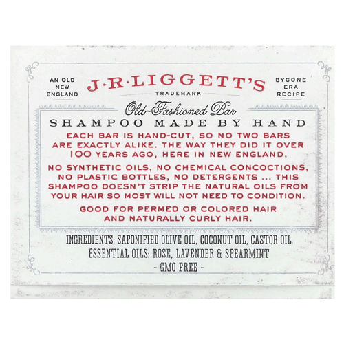 J.R. Liggett's, Шампунь-батончик Old Fashioned, оригинальная формула, 3,5 унции (99 г)