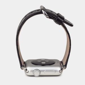 Ремешок для Apple Watch 44/45/46 mm из кожи аллигатора, цвета черный лак