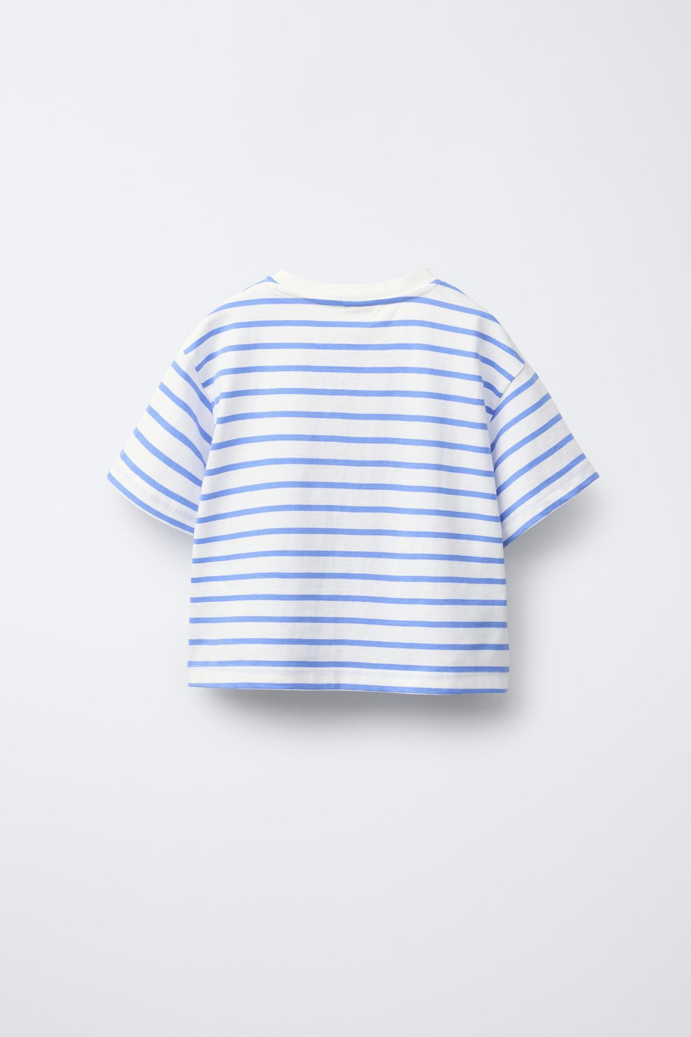 ZARA ФУТБОЛКА В ПОЛОСКУ С МОРСКИМ ПРИНТОМ, НЕБЕСНО-ГОЛУБОЙ