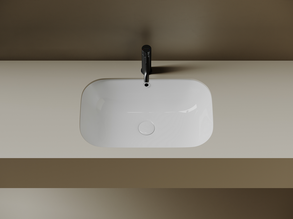 Раковина встраиваемая снизу Ceramicanova Era, c отверстием слива - перелива, 610x405x190мм, белый, арт.CN15007