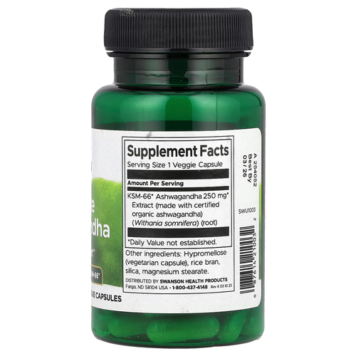 Swanson Vitamins, Ultimate Ashwagandha, 250 мг, 60 растительных капсул
