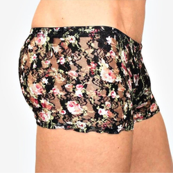 Мужские трусы боксеры черные в сеточку Romeo Rossi Black Boxer RR00220