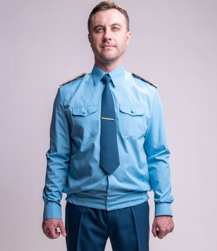 Рубашка МЧС мужская голубая, длинный рукав