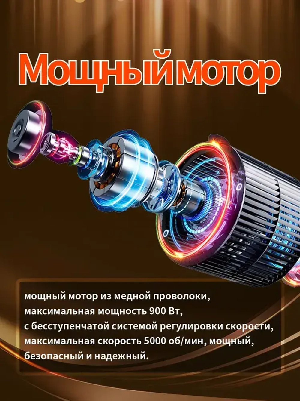 Ручная полировальная машинка электрическая, сетевая с регулируемой скоростью / Шлифовальная машинка для полировки и детейлинга кузова, 900 Вт