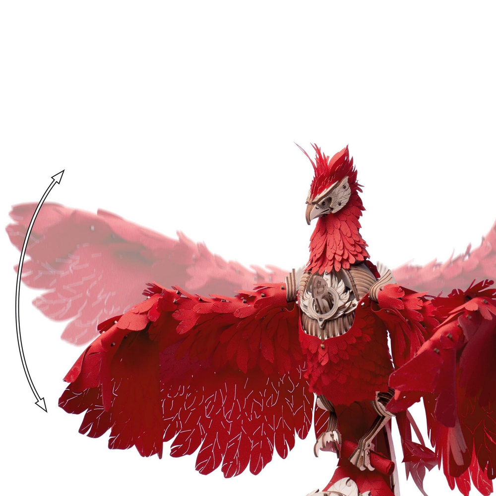 Деревянный конструктор Огненный Феникс со светящимися глазами (Lemmo)